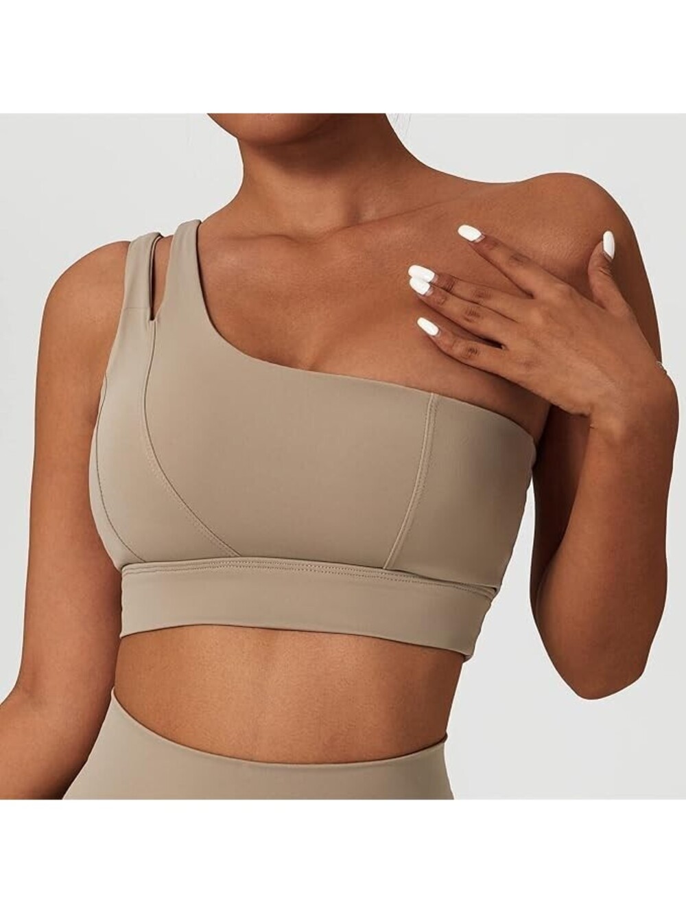 ABOCYW Beige Sports Bra XL NWT Removable Pads Sexy Cutout Yoga